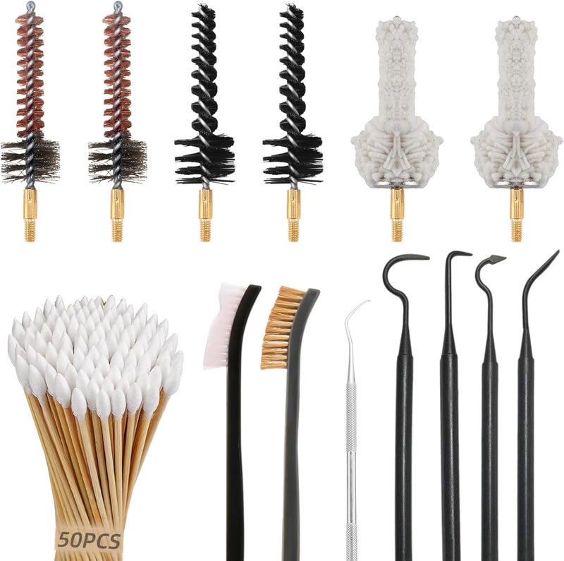 Magsaddle .223/5.56 or .308/7.62 Chamber Cleaning Kit - Bronze Chamber Brush, Nylon Chamber Brush, Cotton Chamber Mop, Cotton Swabs,Nylon & Metal Cleaning Pick, Chamber Gun Cleaning Supplies - Image 1